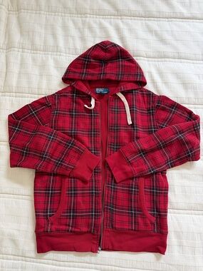 Polo by Ralph Lauren Red Plaid Hooded Zip Jacket - Kids